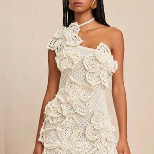 Cult Gaia Kendria Crochet Dress in off white ivory size XS